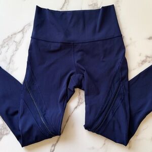 Lululemon High-Waist Navy Mesh Panel Workout Leggings